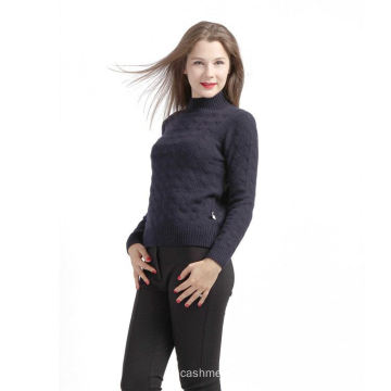 wholesale winter knitted pure dark grey pattern cashmere sweater with sleeve